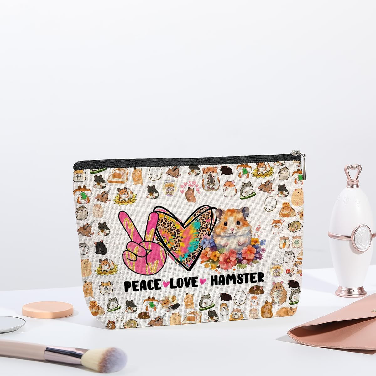 Cute Hamster Travel Organizer - Zipper Pouch for Women, Girls, Best Friend, Sister - Funny Birthday &