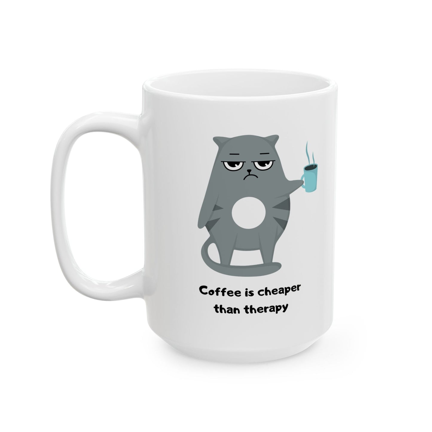Coffee Lovers Ceramic Mug - Cute Cat Design | Gift for Animal Lovers, Home Office Tea Cup, Funny Mug, Birthday Present, Pet Lover Gift