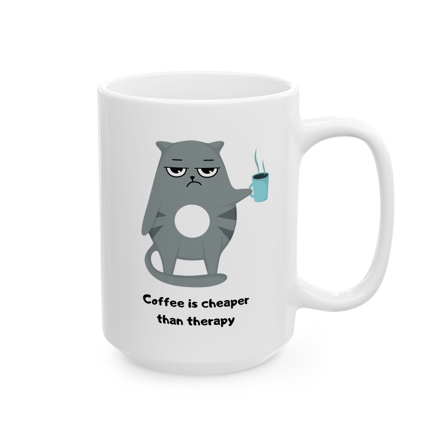 Coffee Lovers Ceramic Mug - Cute Cat Design | Gift for Animal Lovers, Home Office Tea Cup, Funny Mug, Birthday Present, Pet Lover Gift