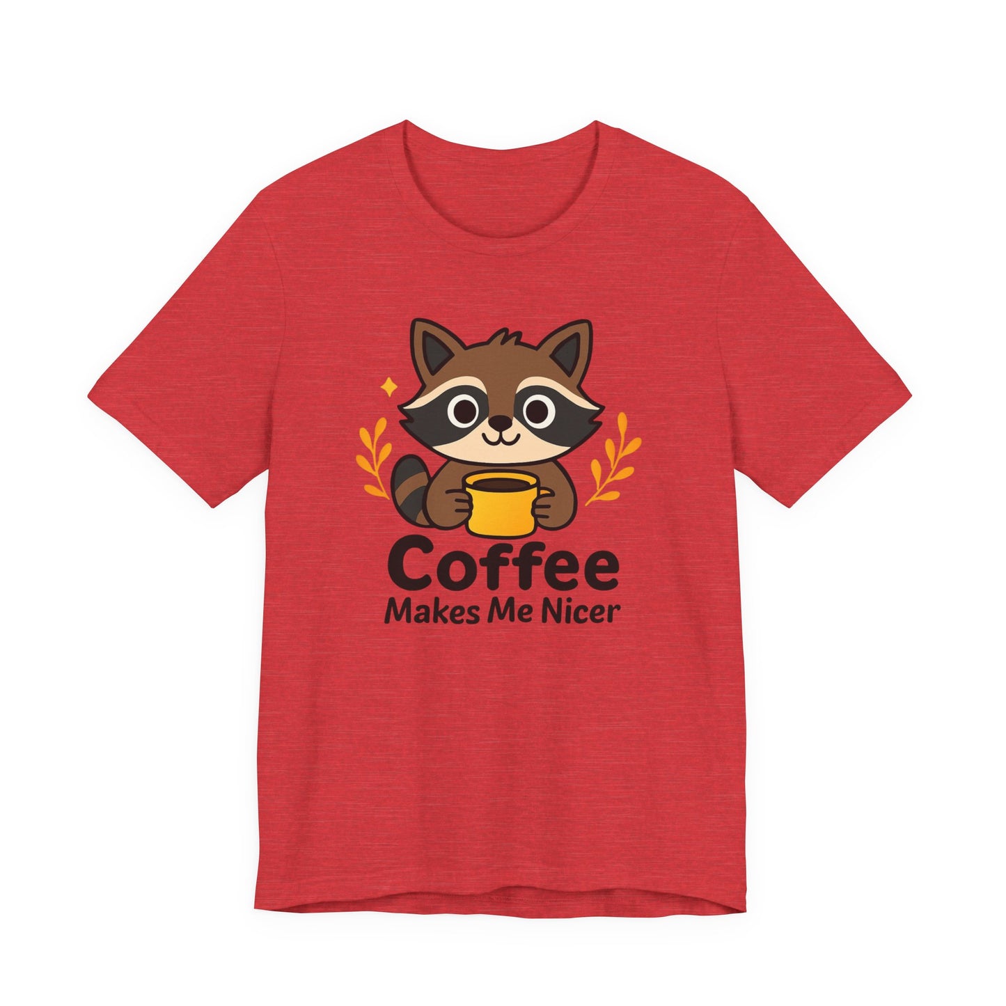 Coffee Lover's Unisex Short Sleeve Tee, Cute Raccoon Shirt, Gift for Coffee Enthusiasts, Casual Wear, Quirky Graphic Tee