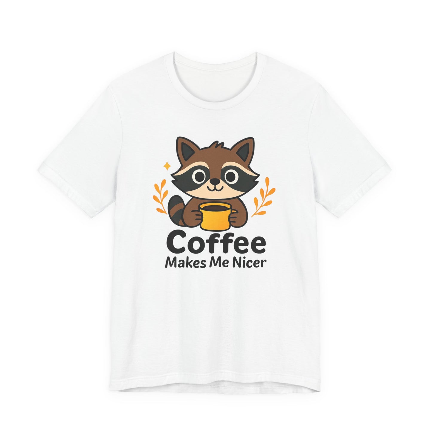 Coffee Lover's Unisex Short Sleeve Tee, Cute Raccoon Shirt, Gift for Coffee Enthusiasts, Casual Wear, Quirky Graphic Tee