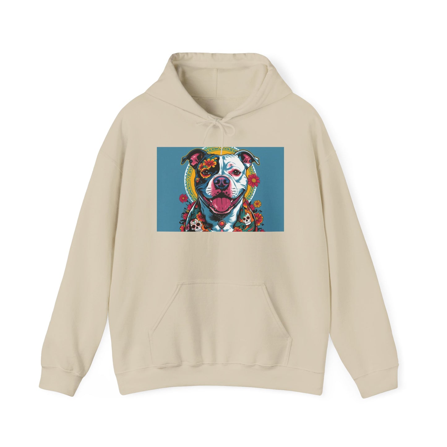 Colorful Pit Bull Design Unisex Hoodie, Dog Lover Gift, Animal Advocacy Sweatshirt, Pet-Themed Apparel, Cozy Streetwear