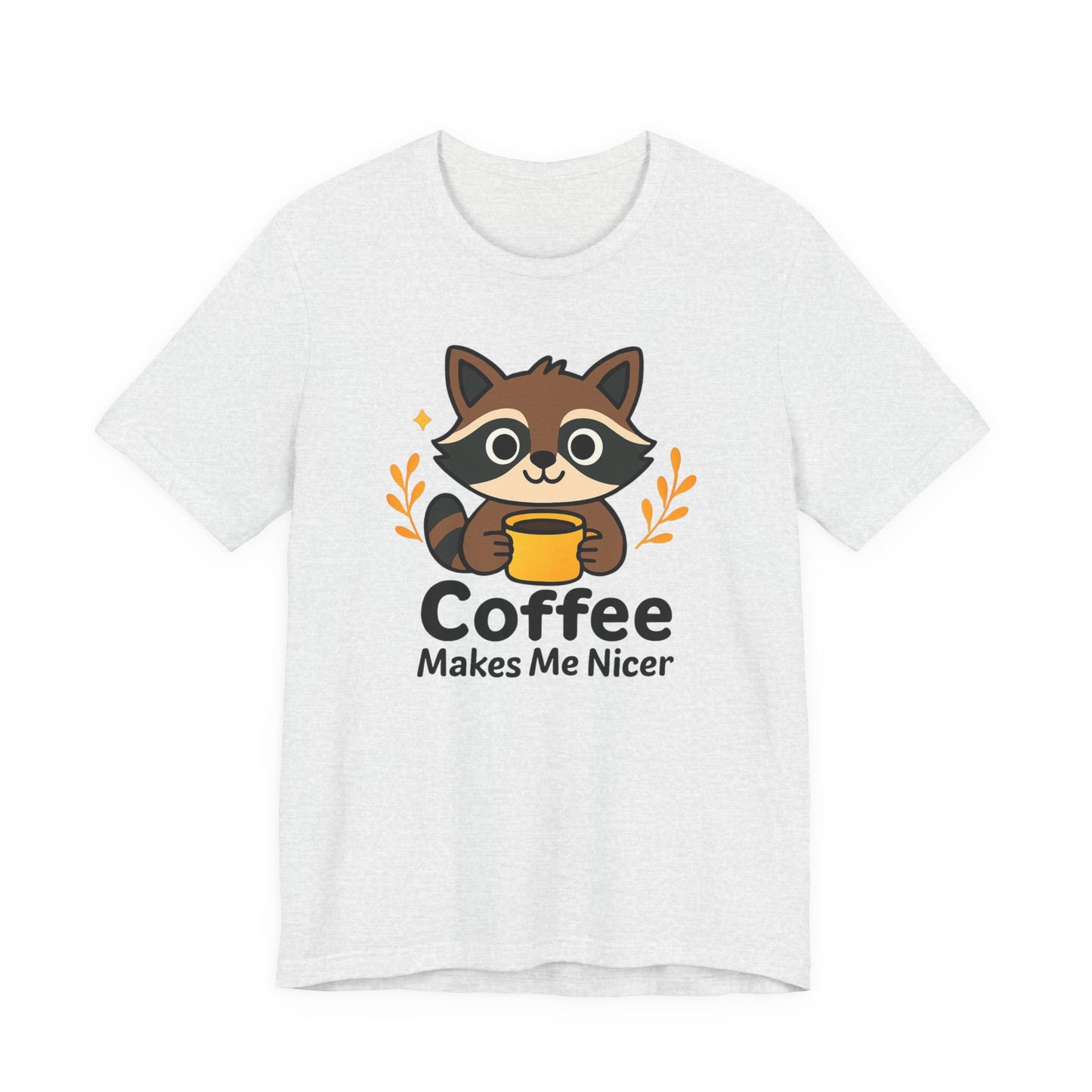 Coffee Lover's Unisex Short Sleeve Tee, Cute Raccoon Shirt, Gift for Coffee Enthusiasts, Casual Wear, Quirky Graphic Tee