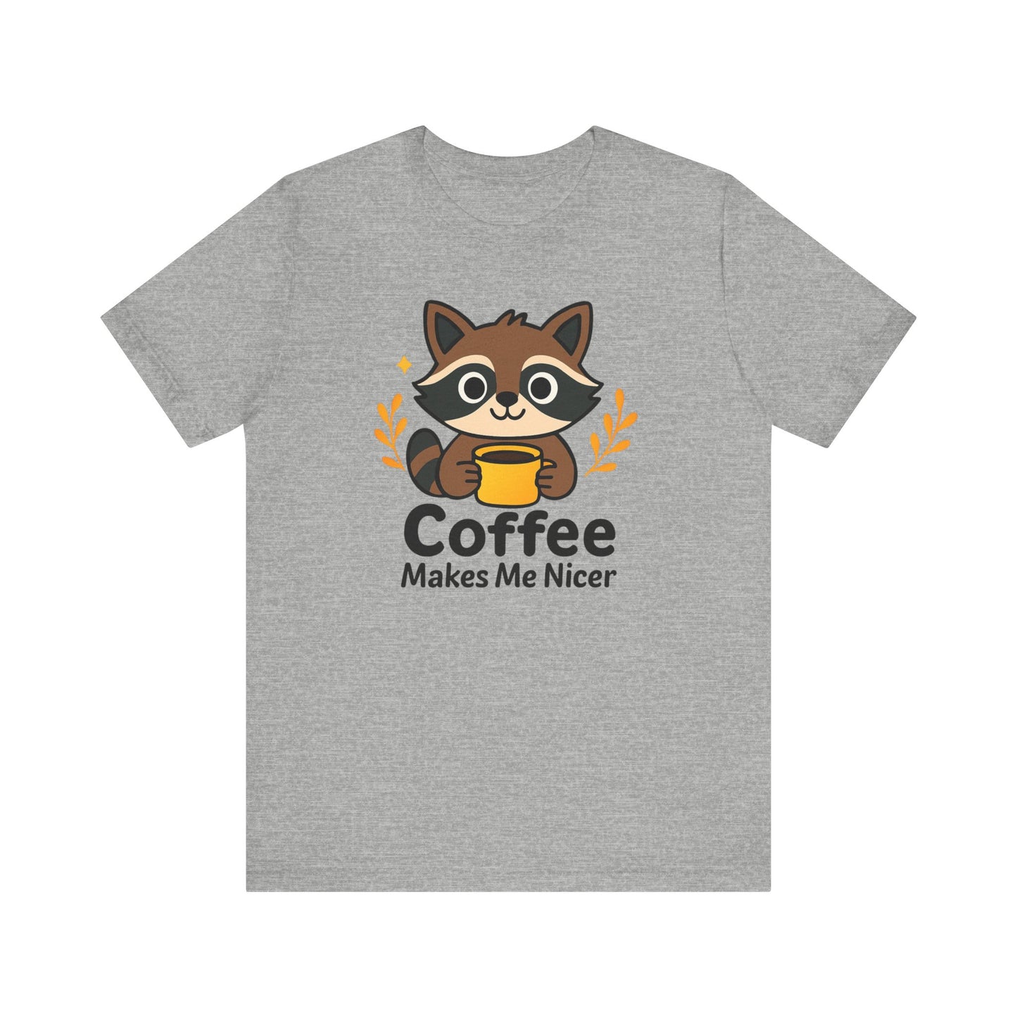 Coffee Lover's Unisex Short Sleeve Tee, Cute Raccoon Shirt, Gift for Coffee Enthusiasts, Casual Wear, Quirky Graphic Tee