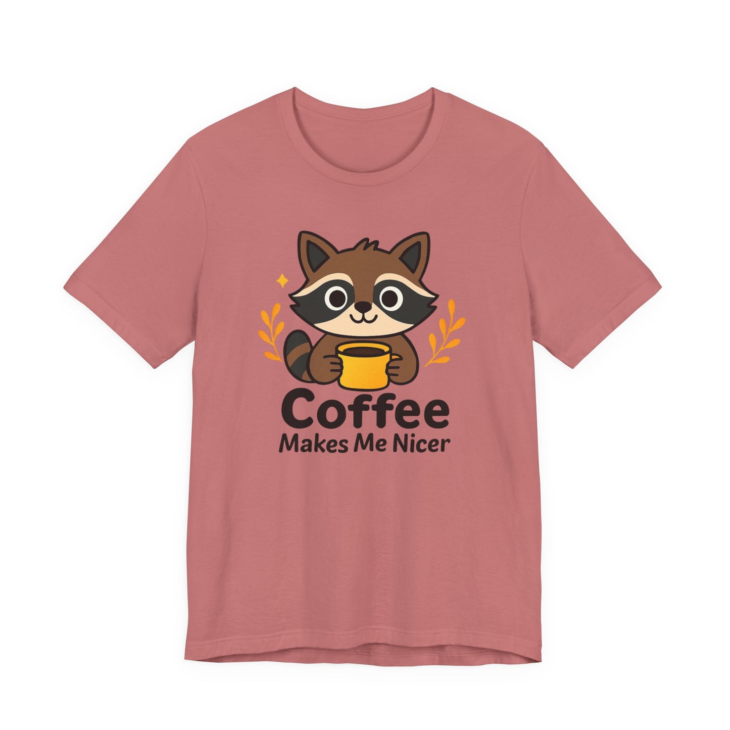 Coffee Lover's Unisex Short Sleeve Tee, Cute Raccoon Shirt, Gift for Coffee Enthusiasts, Casual Wear, Quirky Graphic Tee