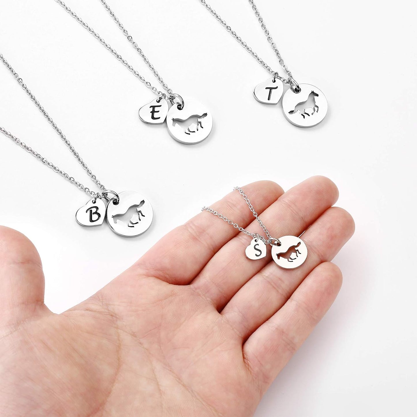 Horse Gifts for Girls - Stainless Steel Heart Initial A-Z Necklace, Dainty Jewelry for Women, Teen Girls, Horse Lovers