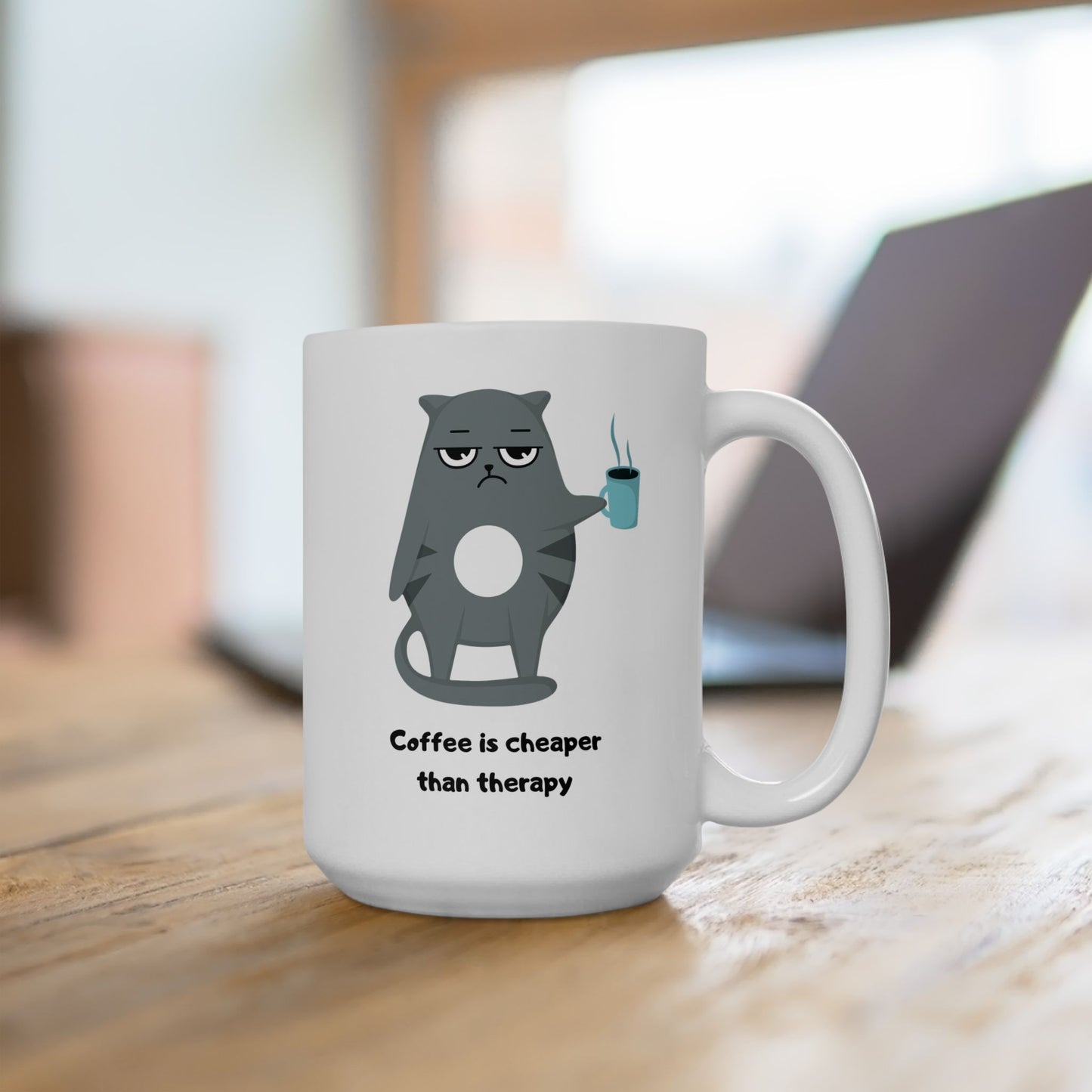 Coffee Lovers Ceramic Mug - Cute Cat Design | Gift for Animal Lovers, Home Office Tea Cup, Funny Mug, Birthday Present, Pet Lover Gift