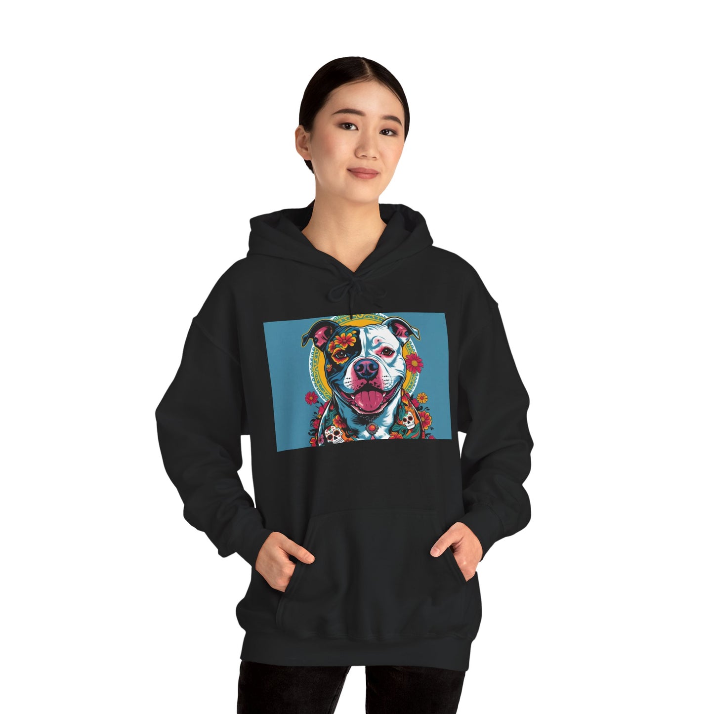 Colorful Pit Bull Design Unisex Hoodie, Dog Lover Gift, Animal Advocacy Sweatshirt, Pet-Themed Apparel, Cozy Streetwear