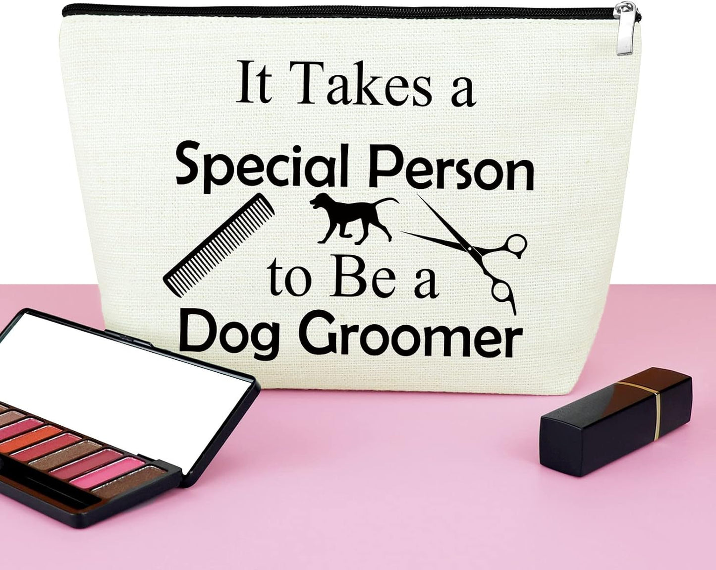 Dog Groomer Gifts Makeup Bag Dog Groomer Themed Gifts Pet Hair Stylist Appreciation Cosmetic Bag Christmas Thanksgiving Birthday Present for Hairdresser Travel Pouch