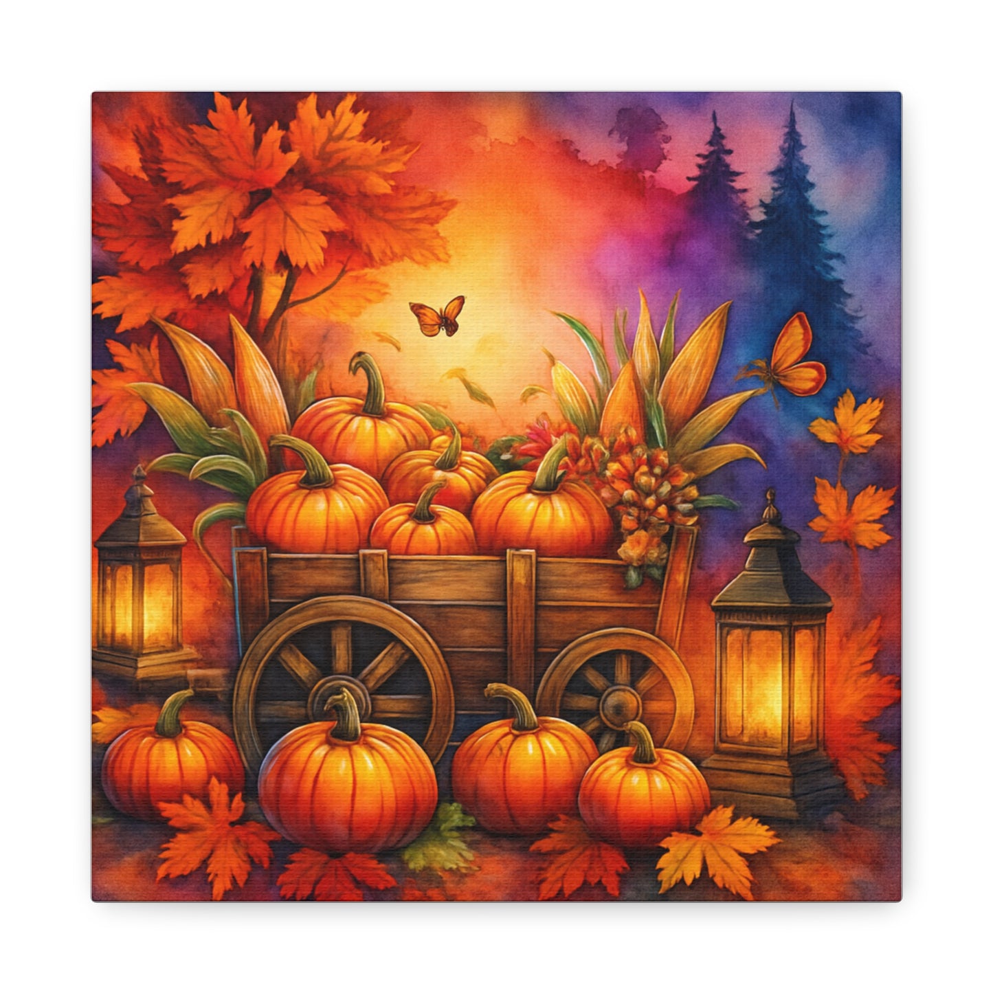 Autumn Pumpkin Canvas Wall Art, Fall Decor for Home, Harvest Season Artwork, Thanksgiving Decoration, Cozy Seasonal Wall Hanging