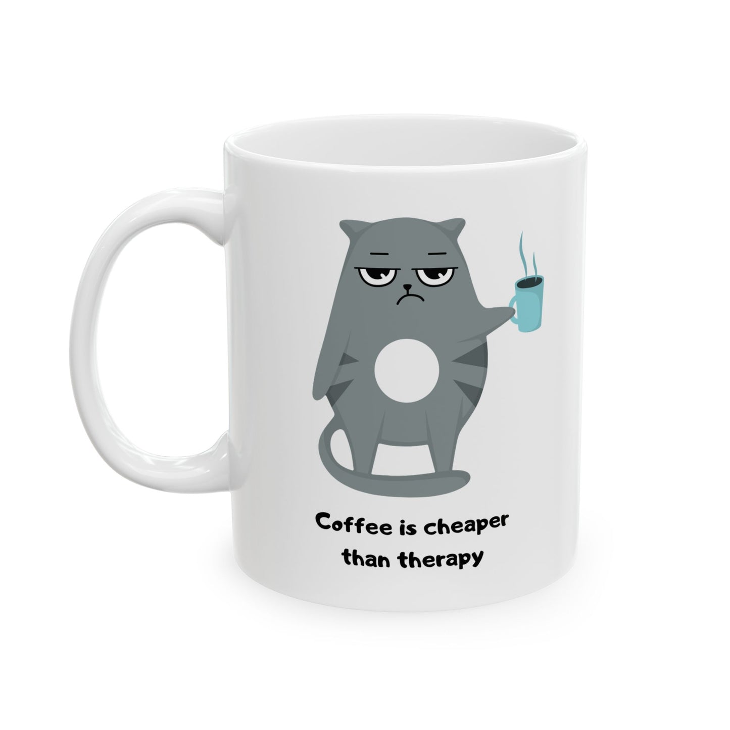 Coffee Lovers Ceramic Mug - Cute Cat Design | Gift for Animal Lovers, Home Office Tea Cup, Funny Mug, Birthday Present, Pet Lover Gift