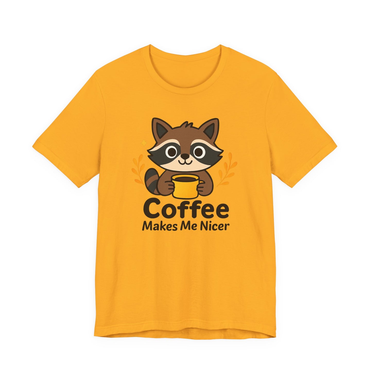 Coffee Lover's Unisex Short Sleeve Tee, Cute Raccoon Shirt, Gift for Coffee Enthusiasts, Casual Wear, Quirky Graphic Tee