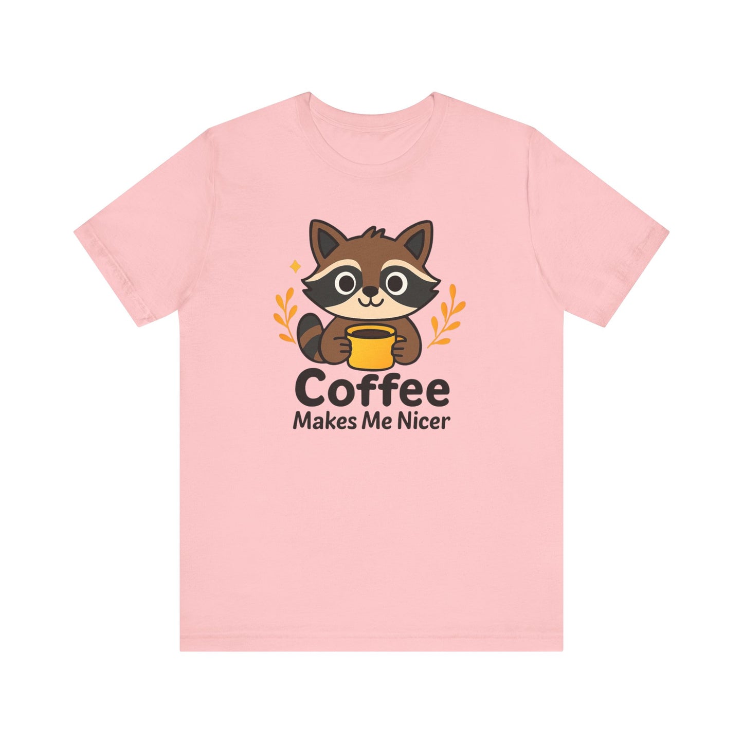 Coffee Lover's Unisex Short Sleeve Tee, Cute Raccoon Shirt, Gift for Coffee Enthusiasts, Casual Wear, Quirky Graphic Tee