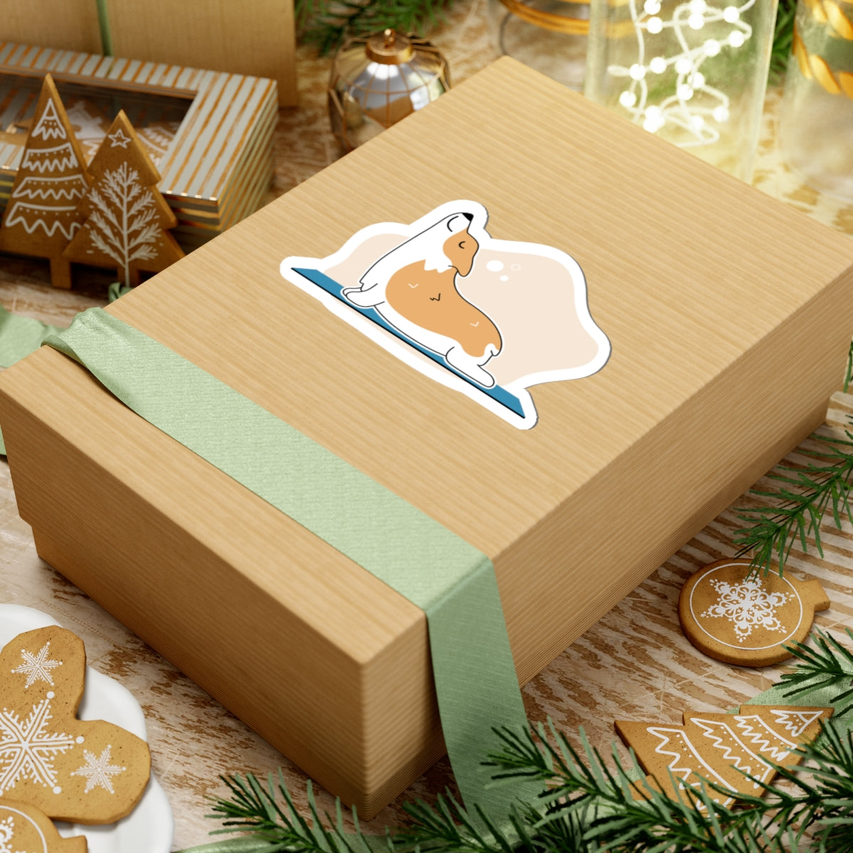 Charming Corgi Yoga Kiss-Cut Stickers - Cute Dog Stickers for Laptops, Journals, Gifts, Decor, Pet Lovers
