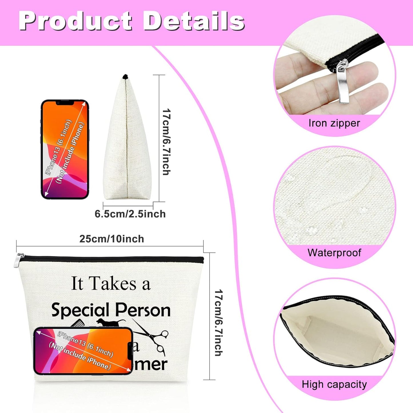 Dog Groomer Gifts Makeup Bag Dog Groomer Themed Gifts Pet Hair Stylist Appreciation Cosmetic Bag Christmas Thanksgiving Birthday Present for Hairdresser Travel Pouch