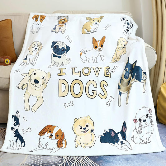 Dog Pattern Blanket Puppy Throw for Kids and Adults Women Super Soft Dogs Lover Blankets with Dogs on It (Love Dogs, 48"X60")