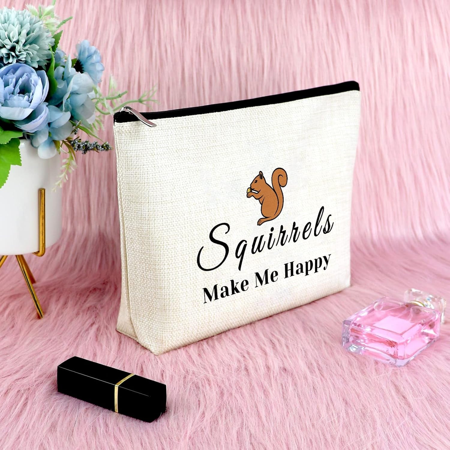 Squirrel Makeup Bag for Women Squirrel Lover Gift for Girls Daughter Friends Animal Lover Presents for Sister Cosmetic Bag Best Friend Anniversary Christmas Birthday Present Zipper Cosmetic Pouch