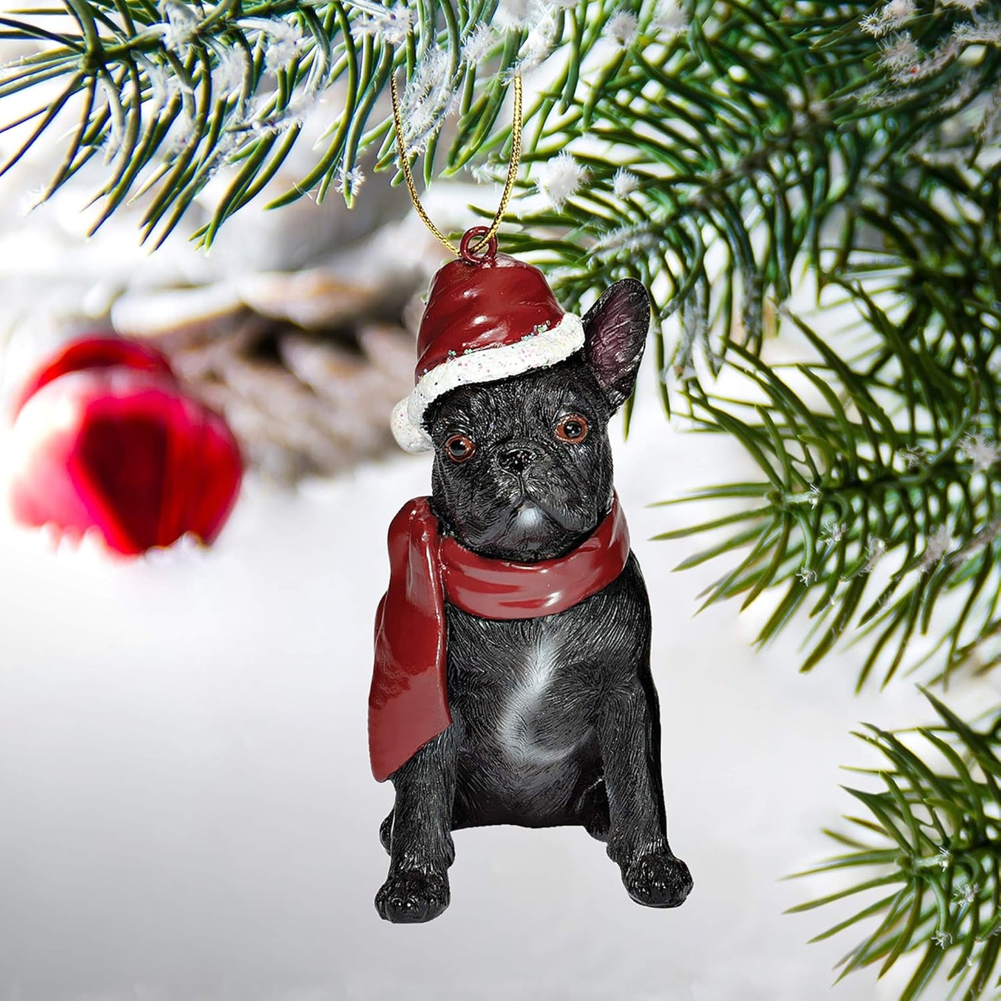 Christmas Xmas French Bulldog Holiday Dog Ornaments, Full Color