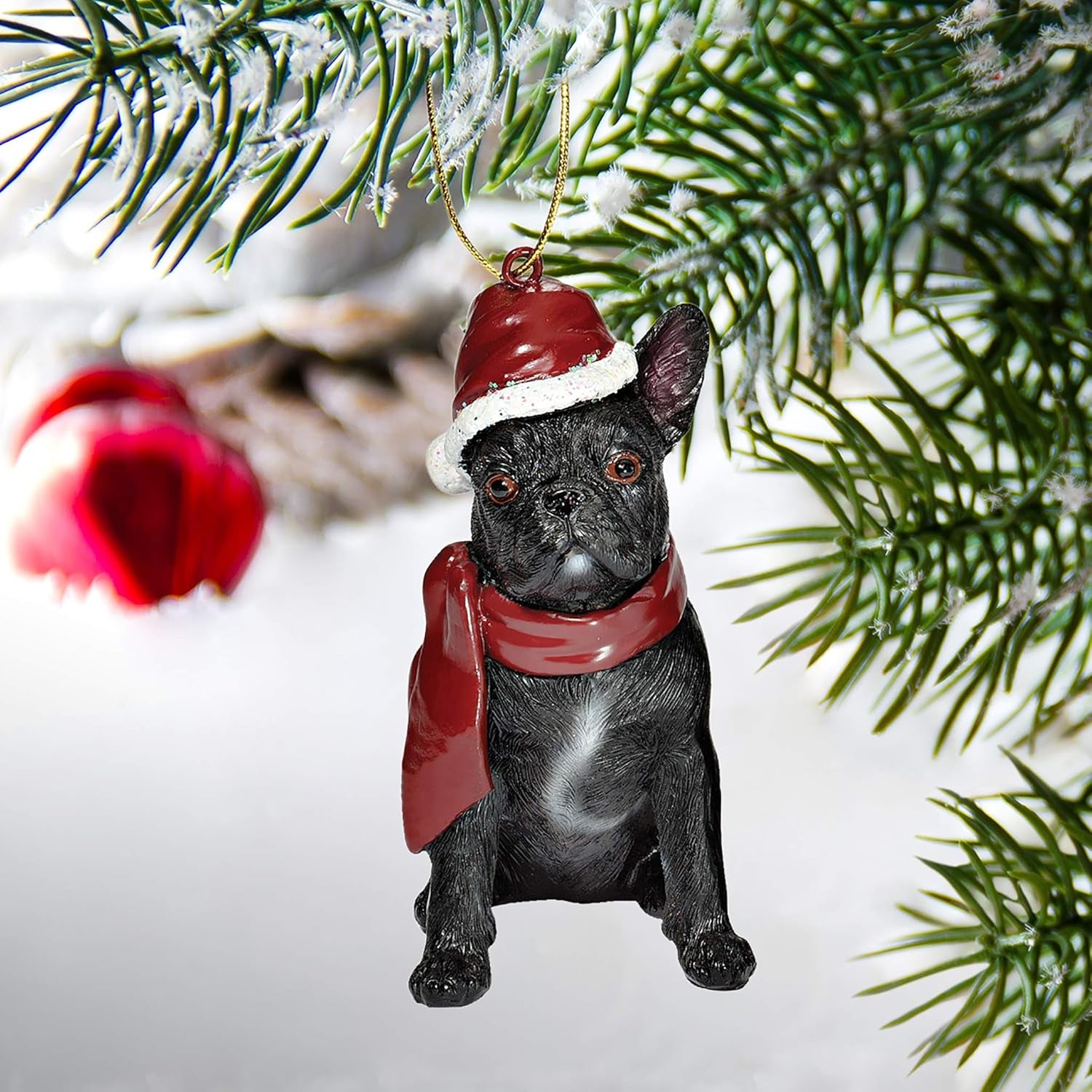 Christmas Xmas French Bulldog Holiday Dog Ornaments, Full Color