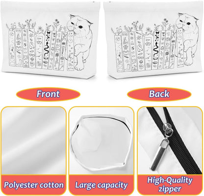 Cat Gifts for Cat Lovers Cute Cat Makeup Bag Book Lovers Gifts Inspired Music Lover Gifts Singer Merch for Women Friends Cat Mom Cat Lady Bookish Book Club Gifts Birthday Graduation Cosmetic Bag