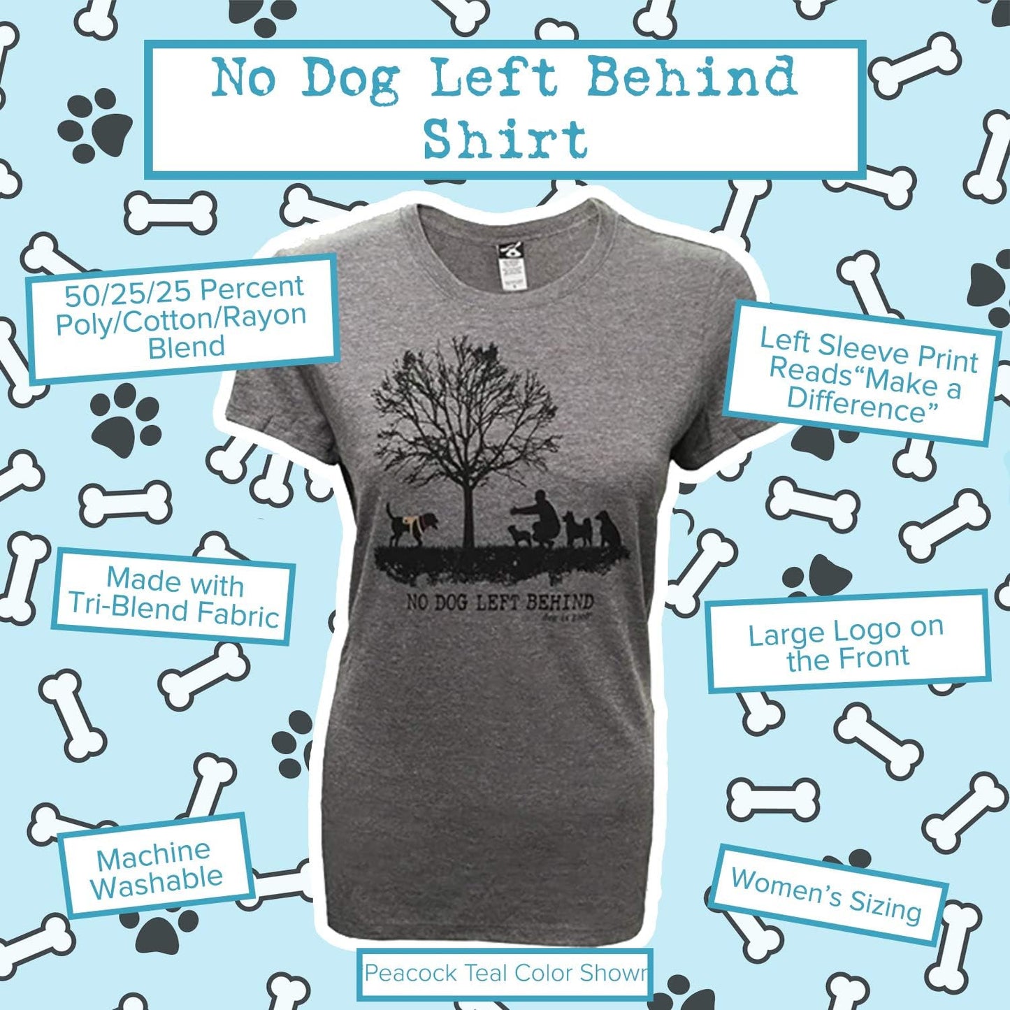 Shirt No Dog Left behind - Great Gift for Dog Lovers, Made with High Premium Materials, Women'S Fit Heather Grey