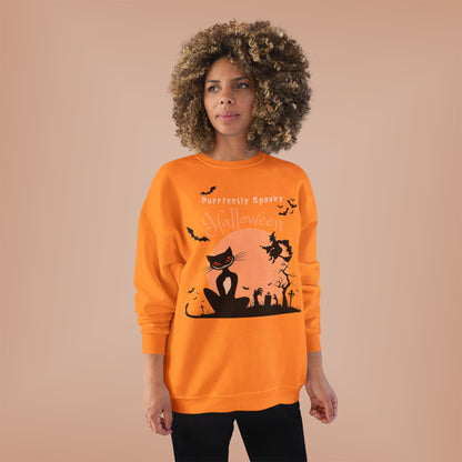 Halloween Cat Crewneck Sweatshirt, Spooky Sweatshirt, Eco-Friendly Apparel, Fall Fashion, Unisex Halloween Sweater