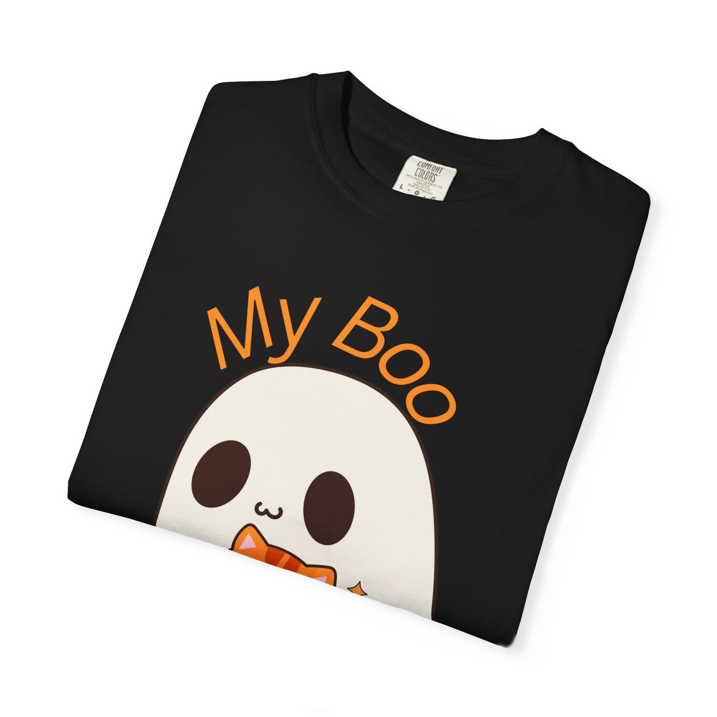 Cute Ghost & Cat Humor Tee, My Boo T-Shirt, Fall Apparel, Halloween Fashion, Gift for Cat Lovers, Unisex Funny Shirt