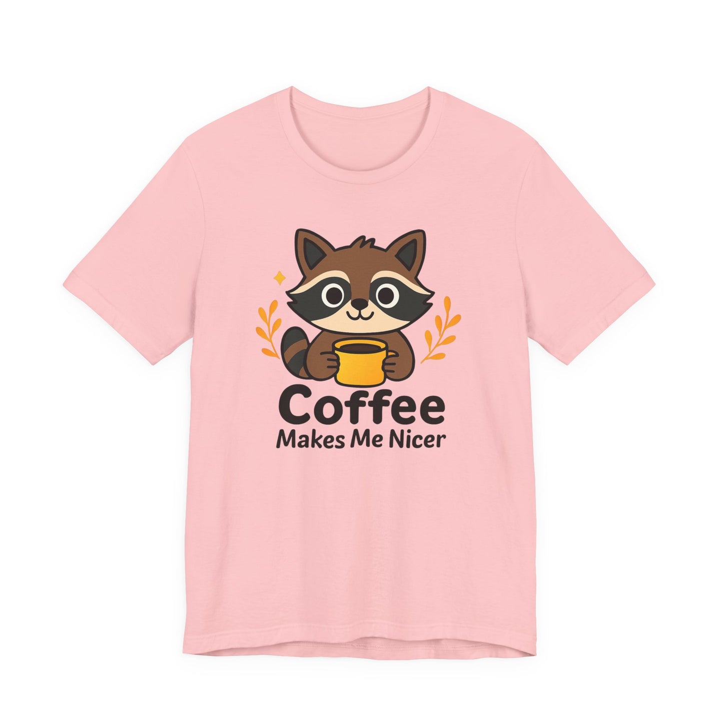 Coffee Lover's Unisex Short Sleeve Tee, Cute Raccoon Shirt, Gift for Coffee Enthusiasts, Casual Wear, Quirky Graphic Tee