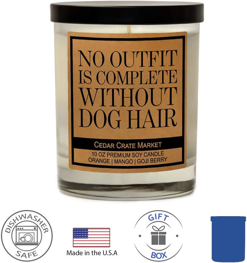 Funny Dog Candles Gifts for Women, Men, Dog Lovers, Pet Candle for Home, House, Dog Mom Gifts, Pet Mom, Fur Mamas, Dog Dads, Foster, Rescue, Adoption Pet Families (No Outfit Is Complete)