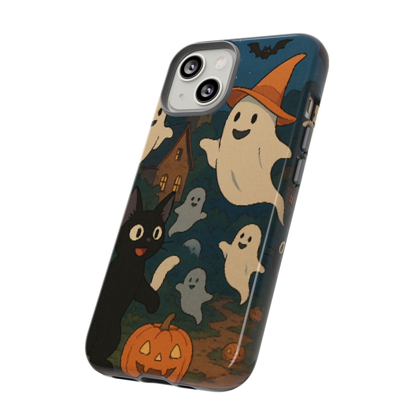 Halloween Phone Case, Spooky Ghost Design, Cat & Pumpkin Accessories, Fall Decor, Trick or Treat Gift