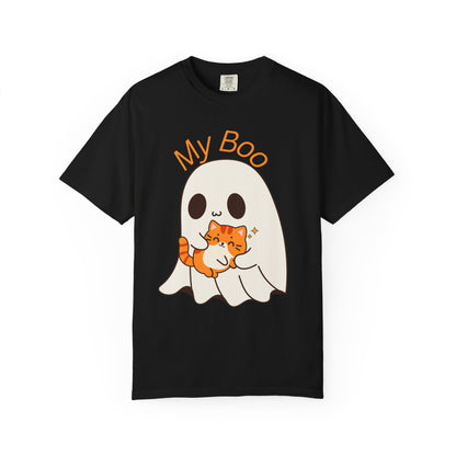 Cute Ghost & Cat Humor Tee, My Boo T-Shirt, Fall Apparel, Halloween Fashion, Gift for Cat Lovers, Unisex Funny Shirt