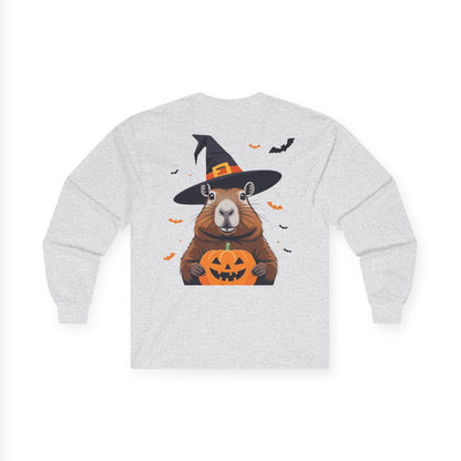 Halloween Animal Graphic Tee, Unisex Long Sleeve Shirt, Cute Pumpkin Shirt, Fall Apparel, Gift for Animal Lovers