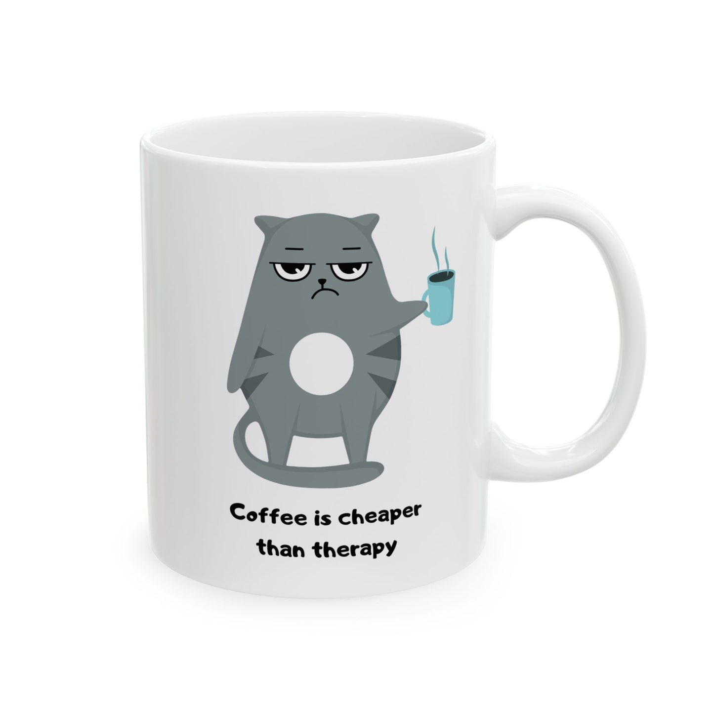 Coffee Lovers Ceramic Mug - Cute Cat Design | Gift for Animal Lovers, Home Office Tea Cup, Funny Mug, Birthday Present, Pet Lover Gift
