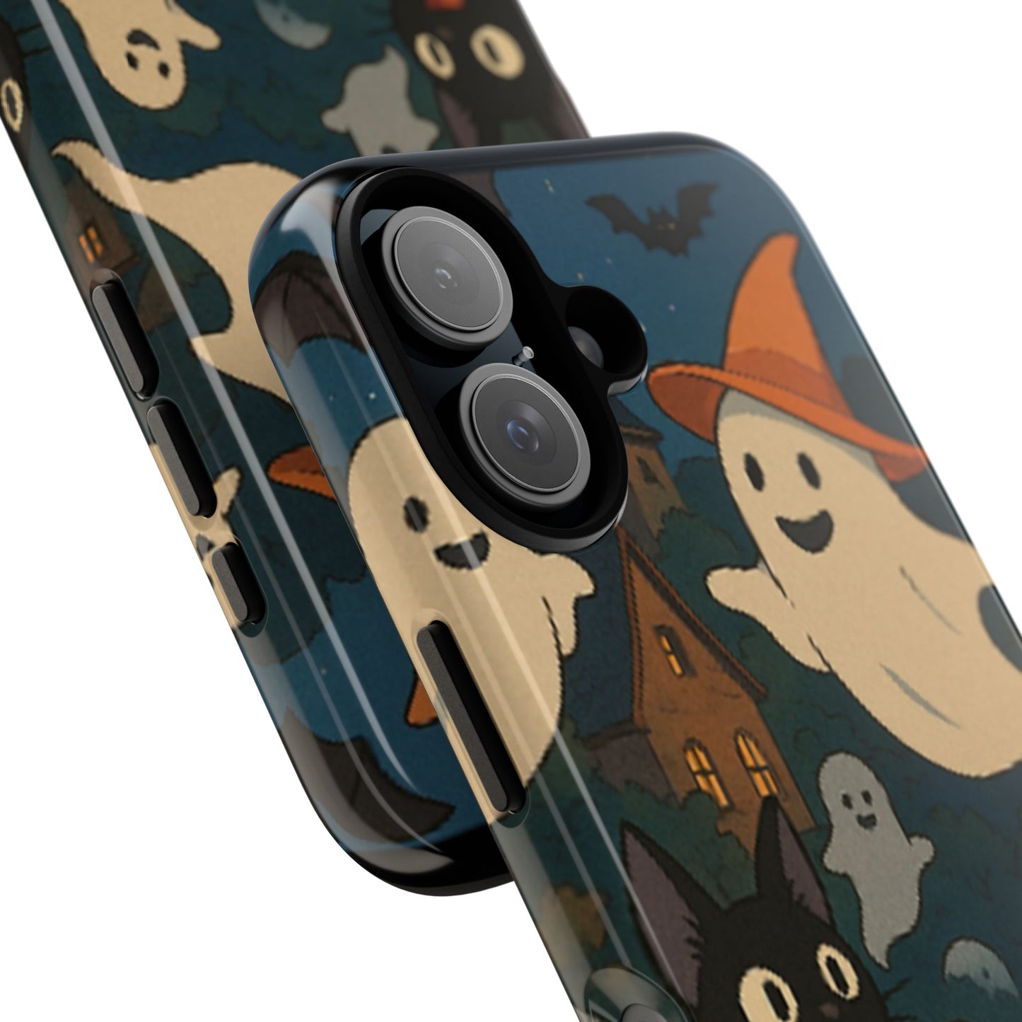 Halloween Phone Case, Spooky Ghost Design, Cat & Pumpkin Accessories, Fall Decor, Trick or Treat Gift