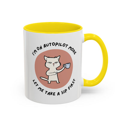 Autopilot Cat Coffee Mug, Funny Mug for Cat Lovers, Gift for Coffee Addicts, Animal Lover's Present, Unique Mug for Home Office