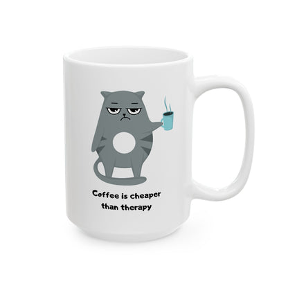 Coffee Lovers Ceramic Mug - Cute Cat Design | Gift for Animal Lovers, Home Office Tea Cup, Funny Mug, Birthday Present, Pet Lover Gift