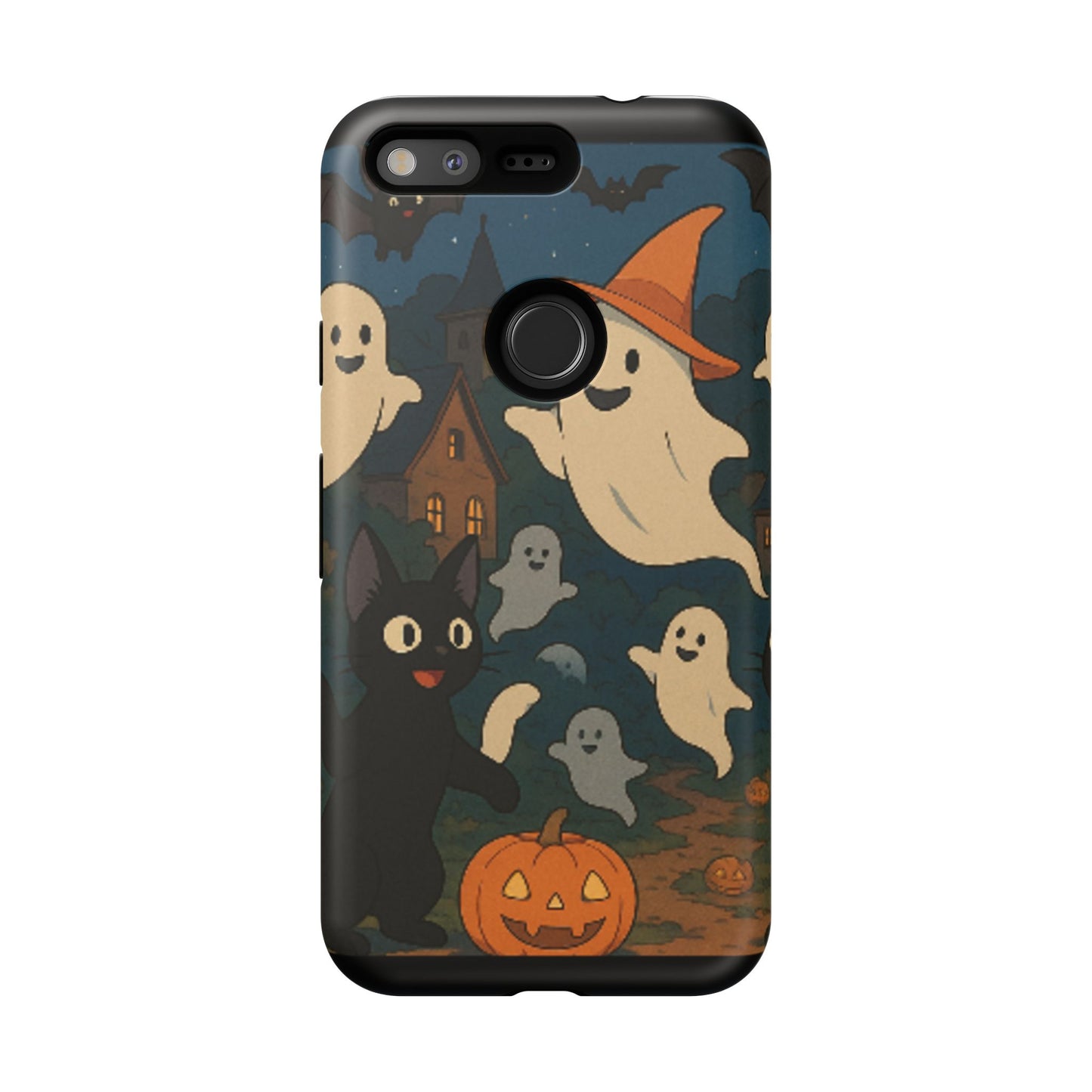 Halloween Phone Case, Spooky Ghost Design, Cat & Pumpkin Accessories, Fall Decor, Trick or Treat Gift