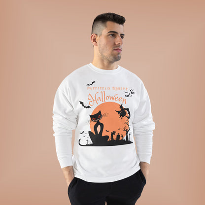 Halloween Cat Crewneck Sweatshirt, Spooky Sweatshirt, Eco-Friendly Apparel, Fall Fashion, Unisex Halloween Sweater