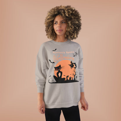Halloween Cat Crewneck Sweatshirt, Spooky Sweatshirt, Eco-Friendly Apparel, Fall Fashion, Unisex Halloween Sweater