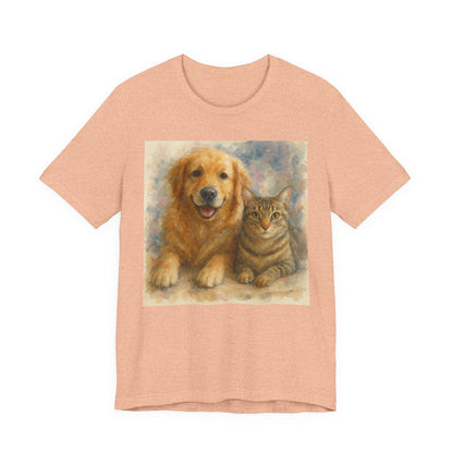 Pet Lovers Unisex Tee, Dog and Cat Combo Shirt, Animal Lover Gift, Animal-Themed Apparel, Funny Pet T-Shirt, Cozy Casual Wear