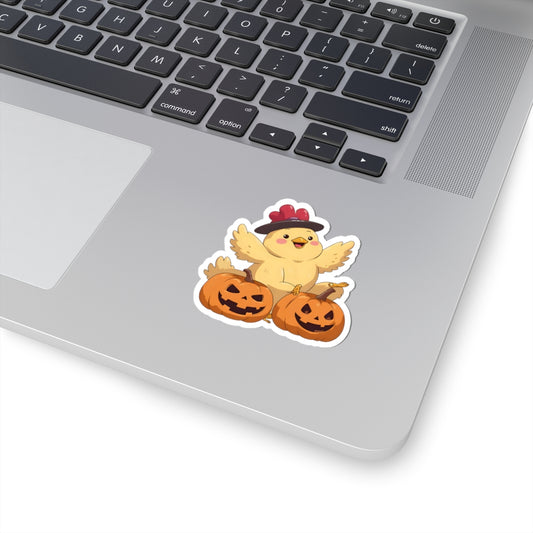 Cute Halloween Chicken Stickers, Seasonal Decor, Laptop Accessories, Pumpkin Stickers, Fun Holiday Gift