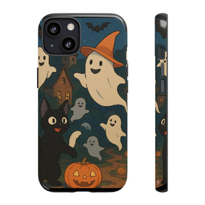 Halloween Phone Case, Spooky Ghost Design, Cat & Pumpkin Accessories, Fall Decor, Trick or Treat Gift