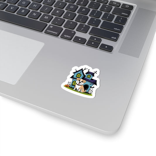 Whimsical Dog Haunted House Stickers - Perfect for Halloween Decor, Laptop, Planner, Scrapbooking, Pet Lovers