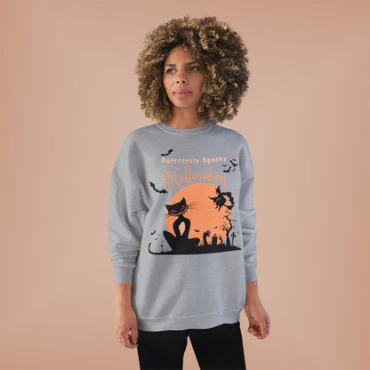 Halloween Cat Crewneck Sweatshirt, Spooky Sweatshirt, Eco-Friendly Apparel, Fall Fashion, Unisex Halloween Sweater