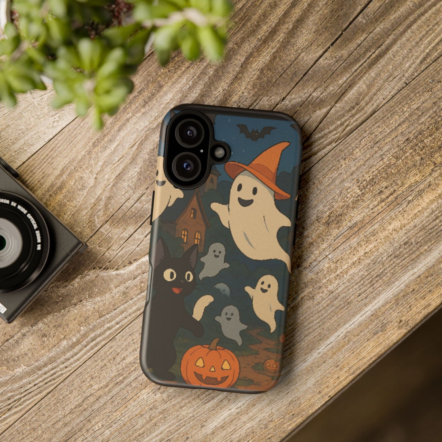 Halloween Phone Case, Spooky Ghost Design, Cat & Pumpkin Accessories, Fall Decor, Trick or Treat Gift