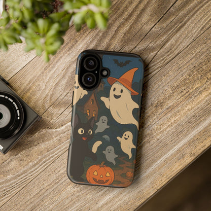 Halloween Phone Case, Spooky Ghost Design, Cat & Pumpkin Accessories, Fall Decor, Trick or Treat Gift