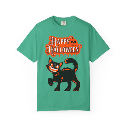 Halloween Cat T-Shirt, Spooky Apparel, Unisex Costume Tee, Fall Fashion, Halloween Party Wear, Fun Trick or Treat Shirt