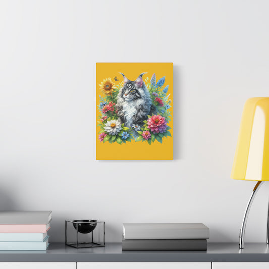 Floral Cat Canvas Art Print, Home Decor, Pet Lover Gift, Wall Art, Colorful Decor