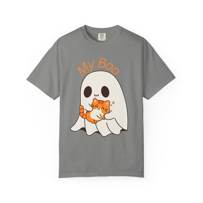 Cute Ghost & Cat Humor Tee, My Boo T-Shirt, Fall Apparel, Halloween Fashion, Gift for Cat Lovers, Unisex Funny Shirt