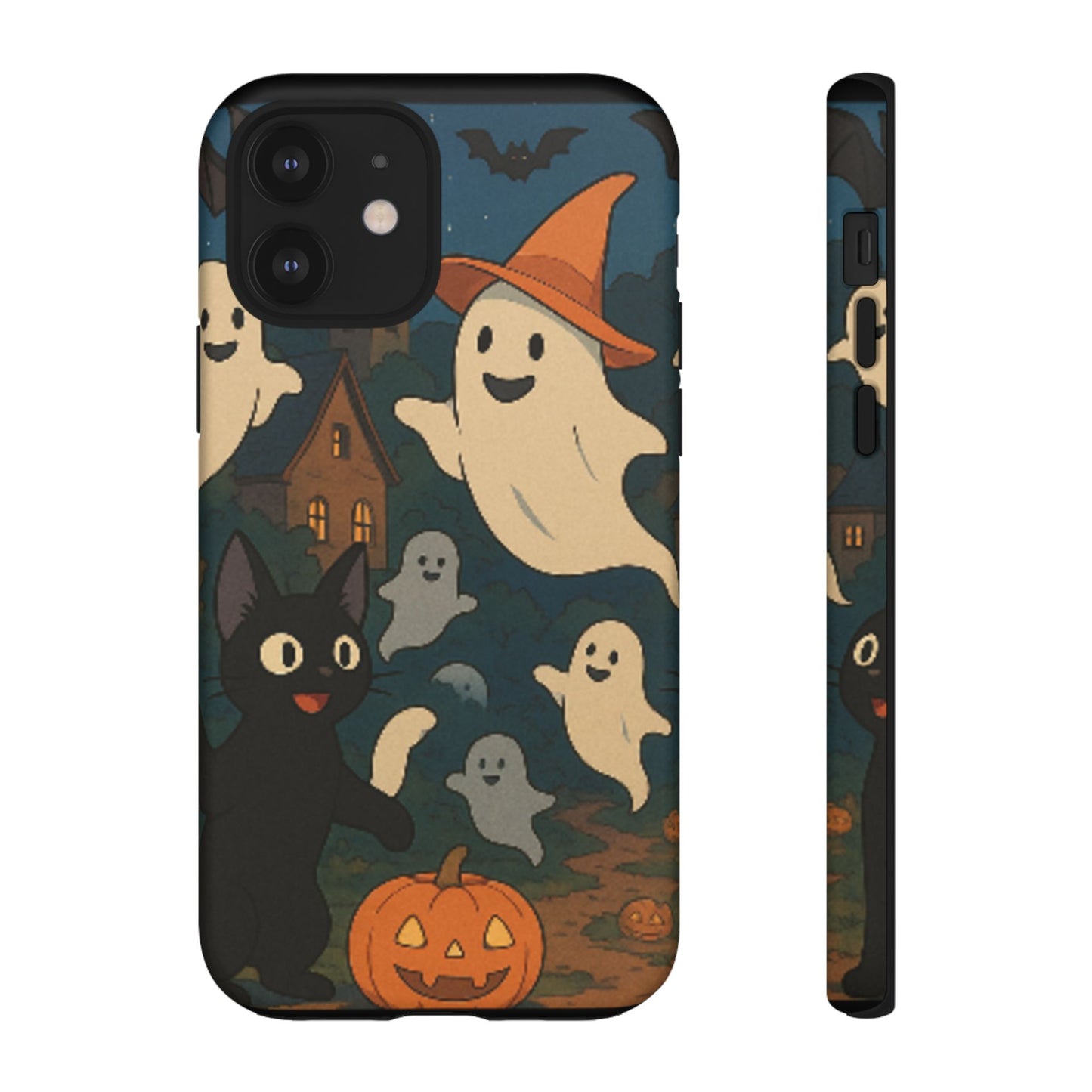 Halloween Phone Case, Spooky Ghost Design, Cat & Pumpkin Accessories, Fall Decor, Trick or Treat Gift